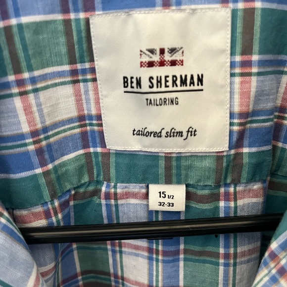 Ben Sherman plaid long sleeve button shirt size 15.5 33-33 - Picture 2 of 3